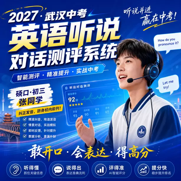 武汉中考听说机考语法不用深挖难题硚口&middot;初三张同学（纠正发音，跻身校内前列）